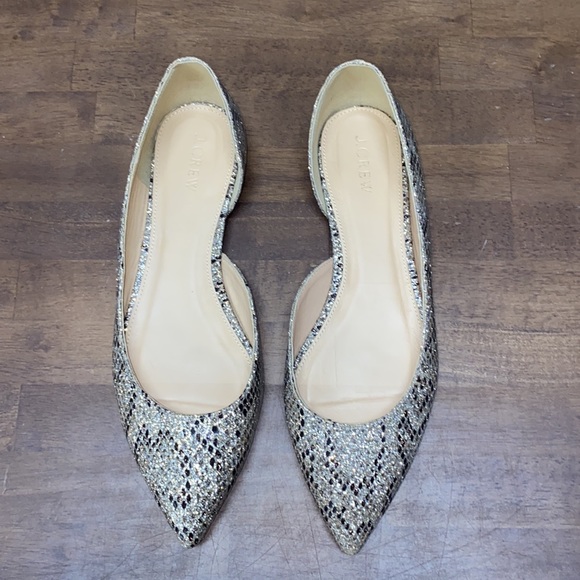 J.Crew Audrey Glitter Snakeskin flats - Picture 5 of 9